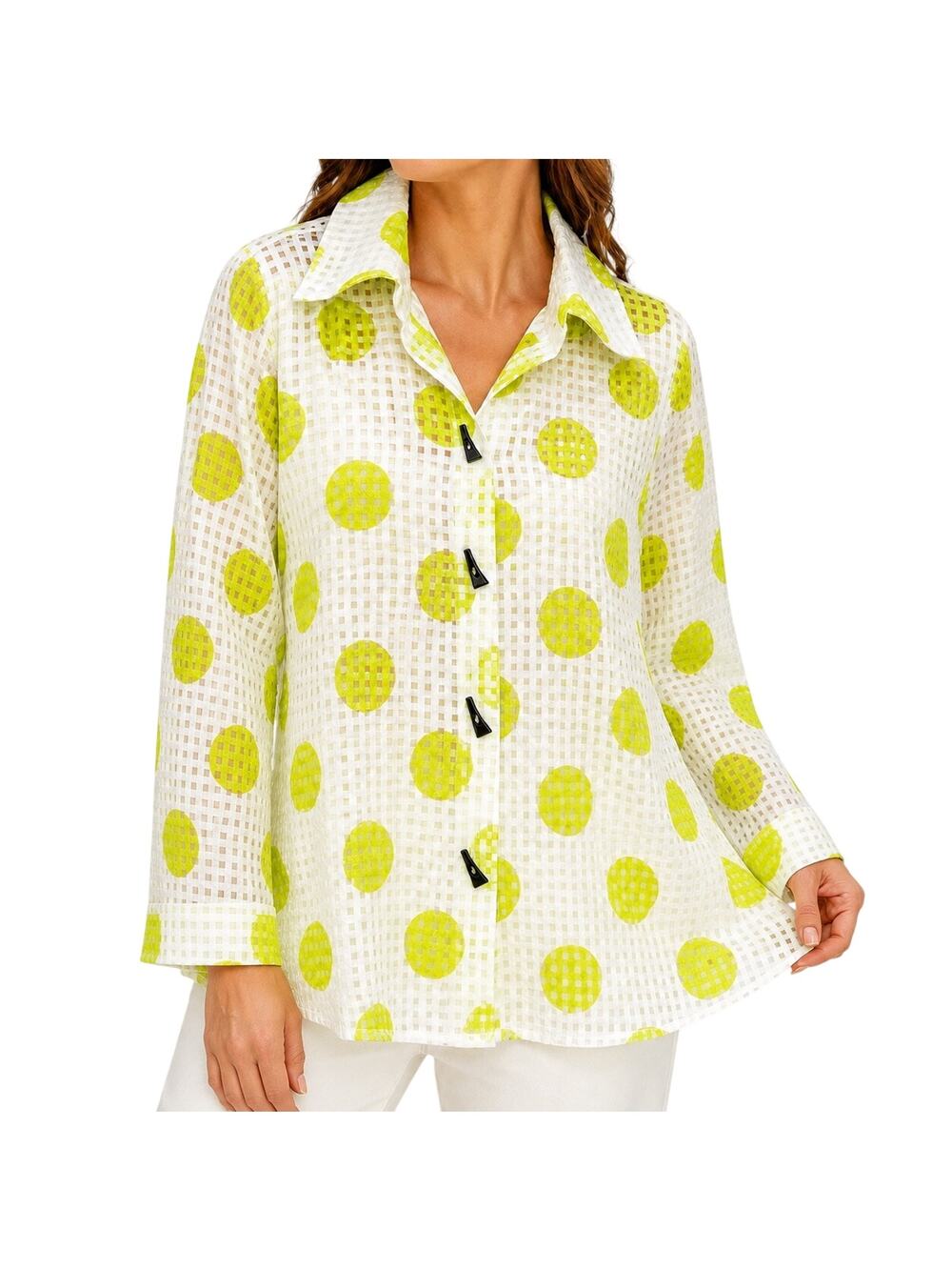 Moonlight by Y & S Plus Size XXL 2X Neon Green/Yellow Sheer Blouse Shirt Top